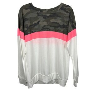 Glitzy Girlz Women's Camo Pink White Long Sleeve Sweatshirt Medium